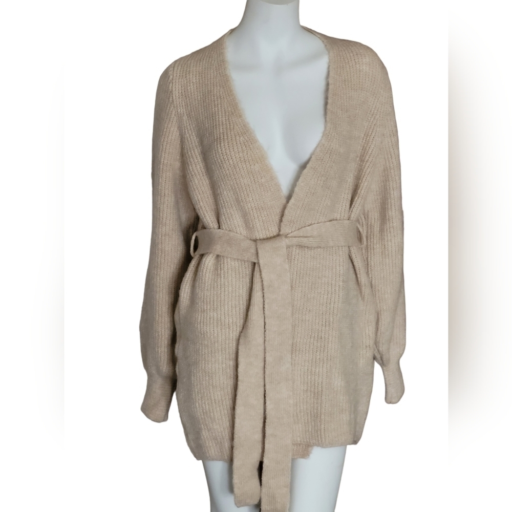 NWT Topshop Beige Long Cardigan Size XS S M Belted
